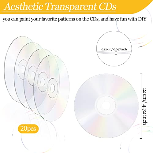 Konohan 20 Pieces Blank Cds for Decoration Clear Aesthetic Blank Cd