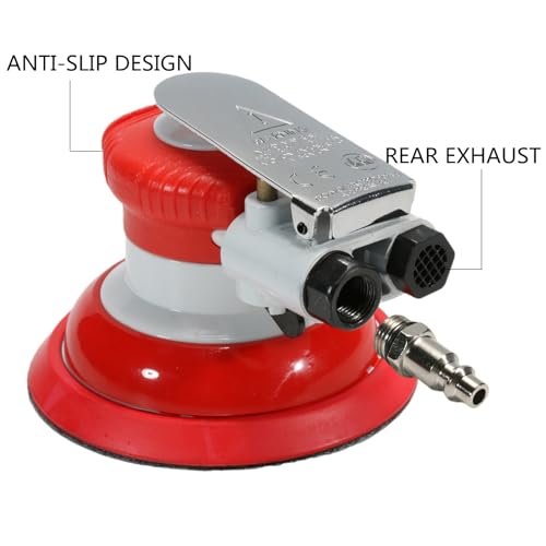 Air Random Orbital Sander, 5inch Dual-Action Sander with Hook & Loop Backing Pads, Pneumatic Palm Sander for Auto body,Metal,Woodworking - size: 5inch