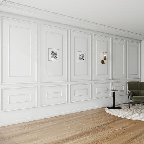 Pangda 6 Set Peel and Stick Wall Molding Kit Inner and Outer Layer Style Premade Wainscoting Panel for Interior Wall Moulding Decor Accent Wall Molding (31x54inch) - size: 31x 54inch