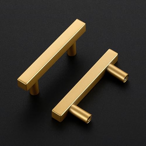 Ravinte Champagne Gold Handles Square Cabinet Hardware 2-1/2 Inch 10 Pack - size: 2-1/2" Hole Center