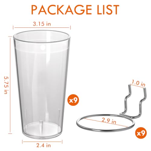 Pegboard Cups With Loops, 9 Pack Clear Peg Board Pencil Holder Organizer - color: Clear