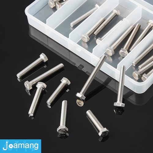 M6 x 40mm 45mm 50mm 55mm 60mm Hex Bolts, Hexagon Head Screws, 304 Stainless Steel(A2-70), Metric Fully Thread, Bright Finish, Assortment Kit 25PCS - size: M6x40-60mm(25PCS)