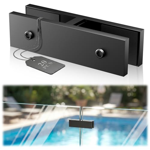 20 Pack Black Railing Glass to Glass Clamp, 180° Double Side Glamps - size: 20 Pack, style: 180 Degree