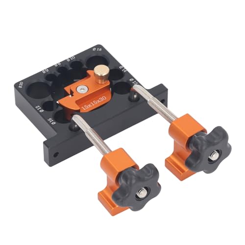 Dowel Maker Jig Kit, Adjustable Woodworking Dowel Maker with Electric Drill, 9 Holes 8-20mm, Aluminum Alloy Round Rod Milling Tool, Carbide Blade, Includes Wrench Fixing Clips and Screws