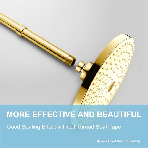 OFFO Shower Head Extension Arm, Shower Arm Extension Shower Head Extender Made of 304 Stainless Steel Shower Pipe Extension, Bright Gold 6 in - color: Bright Gold, style: 6 in