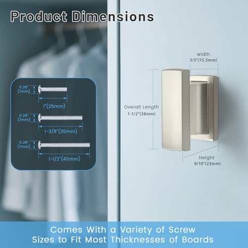 KNOBWELL 6 Pack Brushed Nickel Solid Cabinet Knobs Overall Length 1-1/2 Inch Single Hole Kitchen Cabinet Hardware for Cupboard Drawer Dresser Knobs - color: Brushed Nickel, size: Overall Length：1-1/2 inch（38mm）