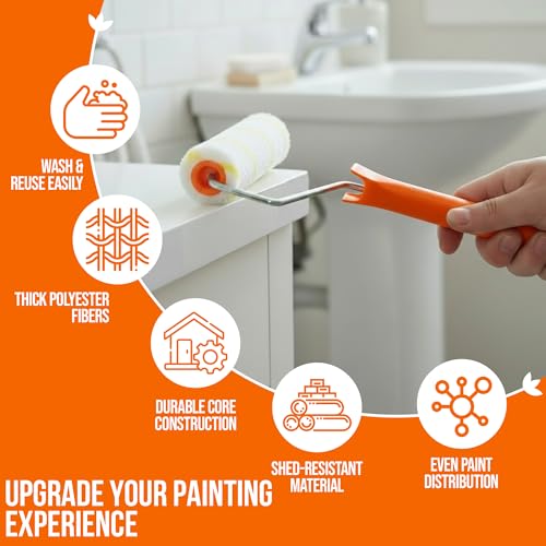 Harrier Hardware 15-Pack 6" Mini Paint Roller Covers 3/8" Nap
