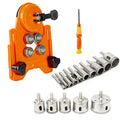 17Pcs Diamond Drill Bit Set, Including 15Pcs Diamond Bits 6-50mm, Adjustable Hole Saw Guide Jig Fixture for Glass, Porcelain, Ceramic, Marble, Tile, Granite