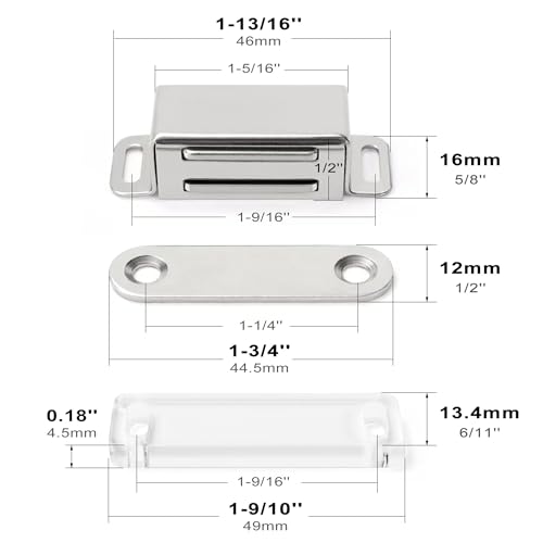 whitesnow Magnetic Cabinet Latch Furniture Drawer Catches, Pack of 2