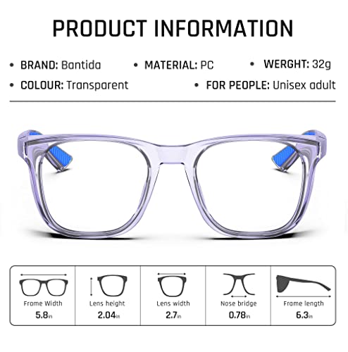 Safety Glasses Anti-Fog Eye Protection Blue Light Blocking Glasses for Women Men - color: Purple