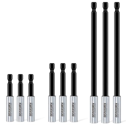Geinxurn 9Pc Cr-V Screwdriver Bit Holders, Extension Socket Drill Bit Magnetic Holder Hex Shank Quick-Change Drill Bit Guide (2.5”3”6”) - size: 2.5", 3", 6"