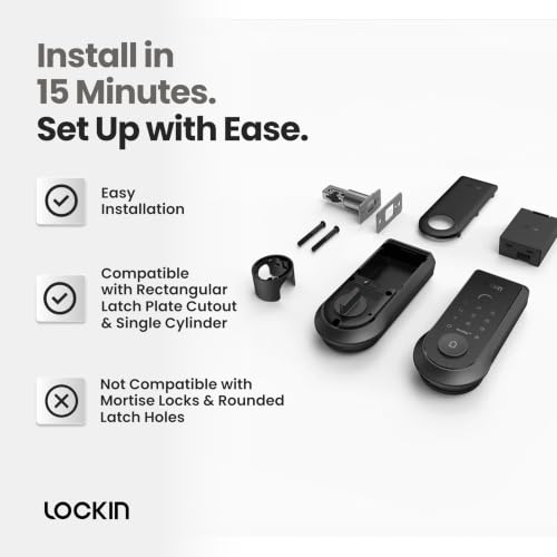 Lockin Veno Smart Lock, Palm Vein, Fingerprint Keyless Entry Door Lock - size: Single Battery, style: Palm Vein（No Camera）