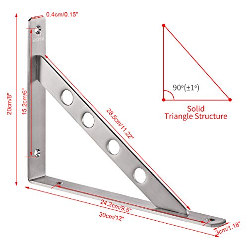 YUMORE 12 Inch Shelf Bracket, Heavy Duty L Bracket, 2 Pack - size: 12"(Soild)