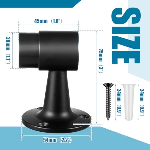 Yaocom 2 Pack Heavy Duty Floor Mounted Door Stop 3 in Aluminum Commercial Grade Door Stopper with Rubber Bumper & Stainless Steel Screws (Black) - color: Black
