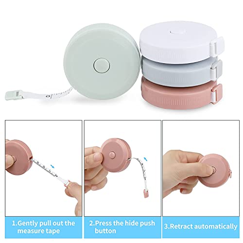 12 Pack Soft Retractable Measuring Tape Double-Scale 60-Inch/150cm for Body Measuring 12 Metric Tape Measure Sewing Craft Cloth Tape Measure Tailor Cloth Knitting Home Craft Measurements- 12 Colors
