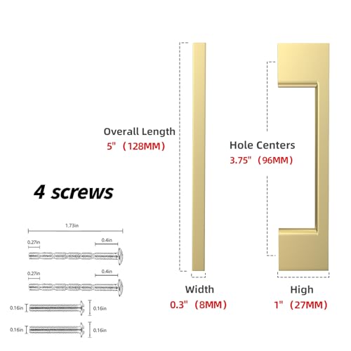 10 Pack 3-3/4 Inch(96mm) Cabinet Pulls Brushed Gold Kitchen Cabinet Handles Zinc Alloy Drawer Pulls Solid Cabinet Hardware - color: Brushed Gold, size: 3-3/4'' Hole Center(96mm)