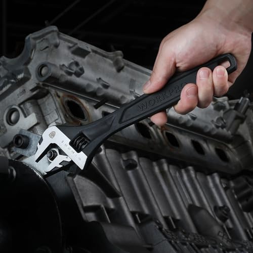 WORKPRO 10" Large Jaw Adjustable Wrench, Cr-V Steel, Black Oxide Finish - color: Black, size: 10 inch