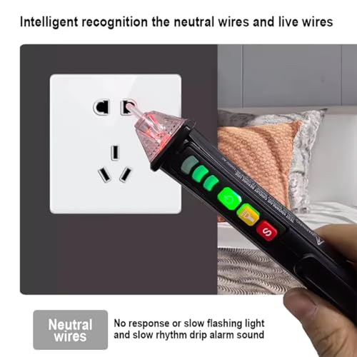 Edward Tools Non-Contact Voltage Detector Pen - 1000V AC Audible + Flashing Alarms - Flashlight - Included Batteries - Sensitivity Adjustment - CE Certified for Electricians/Home Use