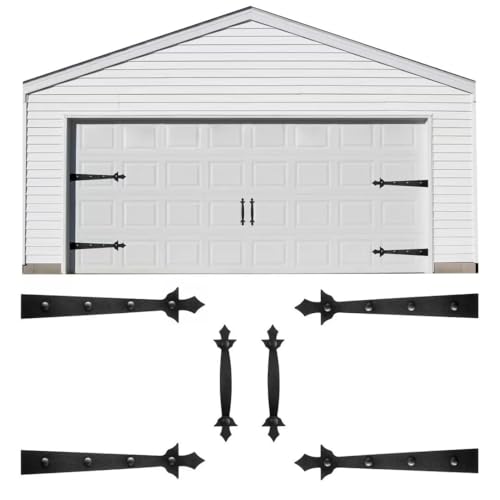 Magnetic Garage Door Hardware,Garage Door Magnetic Decorative Hardware with 4 Hinges + 2 Handles Gave Your Door a New Look,Garage Door Magnets Easy Install,Never Fade Garage Door Handle(Modern Style) - style: Modern