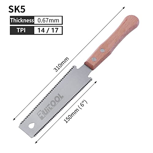 RUITOOL Japanese Hand Saw 6 Inch Double Edge Ryoba Pull Saw for Flush Cuts - size: Small