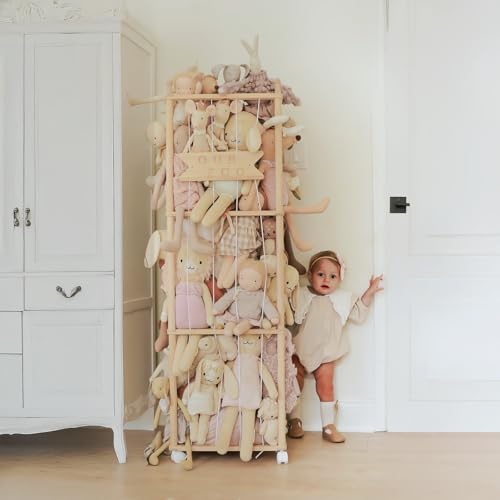 Mloong Stuffed Animal Storage,54in Wood Zoo Cage, Large Plush Toy Organizer - color: log color