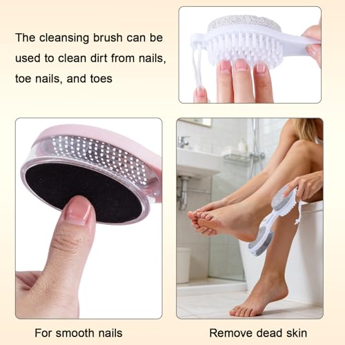 Foot Scrubber Brush with Pumice Stone for Feet Callus Remover Pedicure Tool - color: Pink