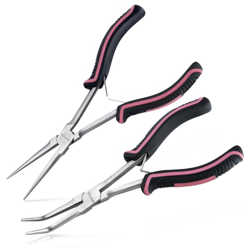 2PCS 7-Inch Long Reach Needle Nose Pliers Smooth Jaws Long Nose Pliers and Bent Nose Pliers Extra Long Needle Nose Pliers Jewelry Pliers for Jewelry Making, Wire Wrapping and Object Gripping - style: Straight & Bent Needle Nose Plier Smooth Jaws