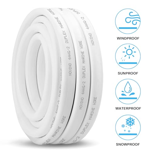 4 Gauge Marine Wire,4/2 Duplex Marine Grade Cable,10FT 4 AWG Wire | Waterproof Oxygen-Free Tinned Copper Stranded Corrosion Resistant Flexible Electrical Cable for Boat/Automotive/RV/Solar - size: 10 ft, style: 4 gauge