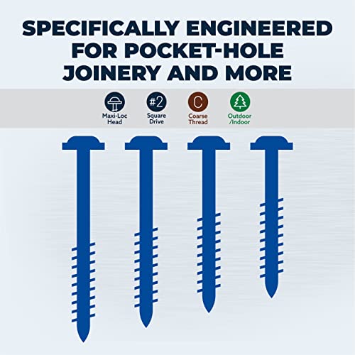 Kreg Blue-Kote Pocket-Hole Screws, SML-C250B-250, 250 Count, 2-1/2 Inch