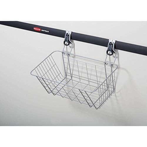 Rubbermaid Garage FastTrack Wire Mesh Basket Wall Mounted Storage System Holds up to 50 pounds Satin Nickel for Tool/Toy/Sports Equipment - style: Wire Mesh Basket