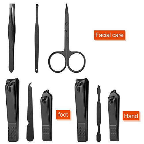 Aceoce Manicure Set Professional Nail Clippers Set Manicure Pedicure Kit - color: Black and Red