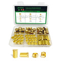 110pcs Brass Compression Sleeves Ferrules Inserts Fittings Kit - color: 110PCS Brass Compression Sleeves Ferrules Inserts