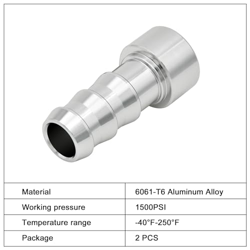 EVIL ENERGY 5/8" Weld On Hose Barb Tail Nipple On Bung Fitting Adapter Natural Aluminum 2PCS - size: 5/8 barb