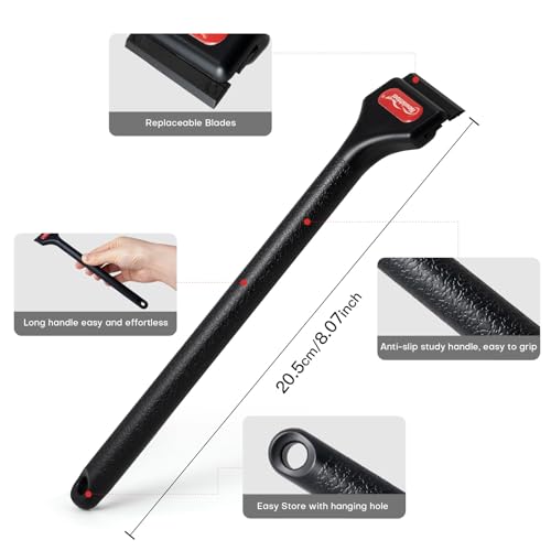 NEWISHTOOL 2 Pcs Long Handle Plastic Razor Blade Scraper and 100 PCS Blades