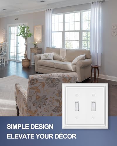 Switch Plates Outlet Covers, 2-Pack Metal Wall Plates, Pure White - color: Pure White, size: 2 Toggle 2PK
