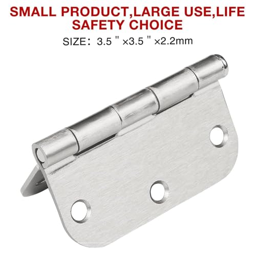 24 Pack Rounded Door Hinges Brushed Nickel 3.5 Inch with 5/8" Radius - color: Satin Nickel, size: 24 Pack