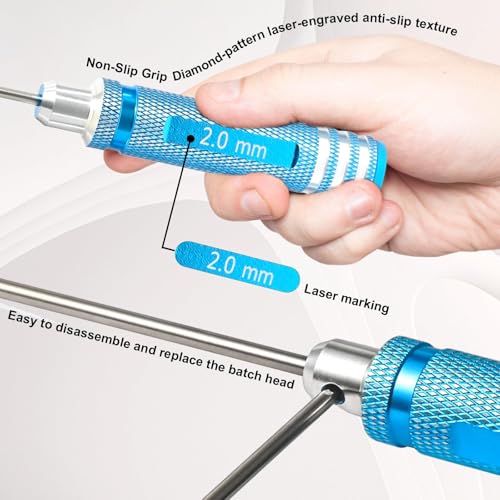 Hex Driver Set 1.5/2.0/2.5/3.0mm, RC Screwdriver Kit - color: Blue-2