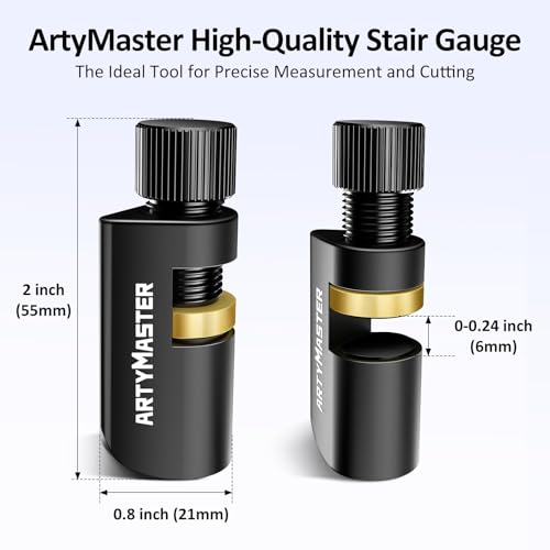 ArtyMaster Stair Gauges with Rubber Pad – Stair Gauges for Framing Square & Circular Saw – Framing Jig Square Stops – Circular Saw Guide – Carpentry Jig Stops - color: Black