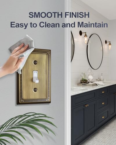 Switch Plates Outlet Covers, 2-Pack Antique Brass Metal Wall Plates - color: Antique Brass, size: 1 Toggle 2PK