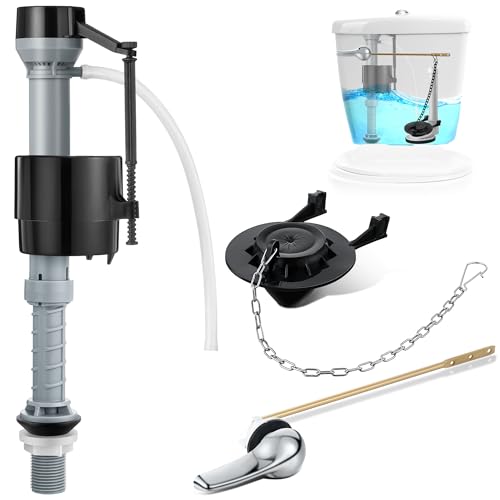 Saillong Universal Toilet Flusher Replacement Kit, Fill Valve, 2-Inch Flapper, Front Mount Handle Lever, Water-Saving, Adjustable Toilet Repair Kit Inside Tank, Easy to Install(Black) - color: Black