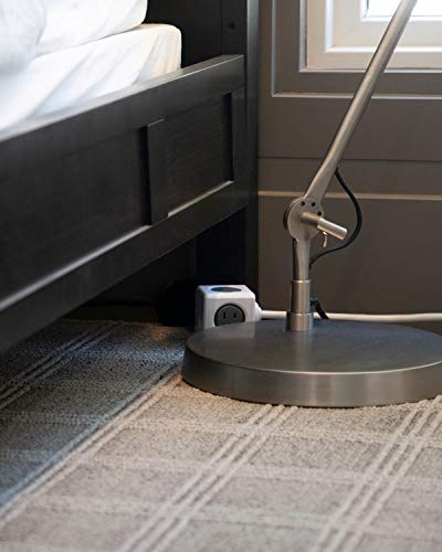 Allocacoc PowerCube Extended 4 Outlets 2USB, 5ft Power Strip Surge Protector 1875W 15A 125V 14AWG, No Blockage, Mounting Dock, Heavy Duty Travel Home Office Dorm Cruise Compact Space Saving, ETL - color: Grey