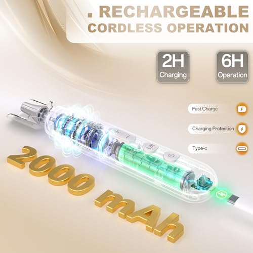 Electric Nail File Drill 2000 mAh Cordless Rechargeable Nail Filer LED Lamp - color: Golden