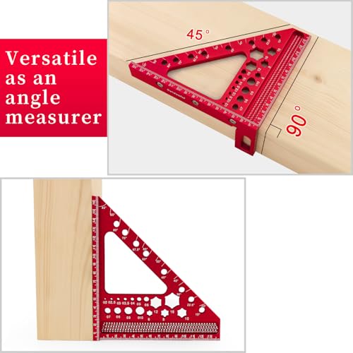 6.5'' Metric 3D Multi-Angle Measuring Ruler, Aluminum Carpenter Square for Woodworking, 15°-90° Layout Tool, Drawing Line Ruler for Precise Marking and Cutting(mm)