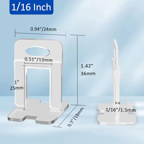 DGSL Tile Spacers 2400 Pcs Tile Clips, Tile Leveling System Clips 1/16 Inch - size: 1/16 Inch*2400 Piece