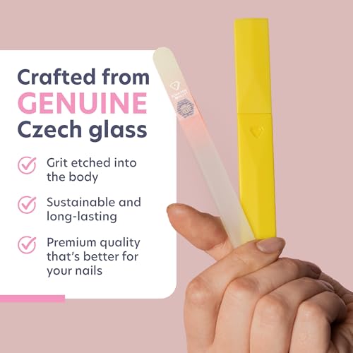 Bona Fide Beauty Czech Glass Nail File with Case, Gold Orange Nail Filer - color: Gold Orange