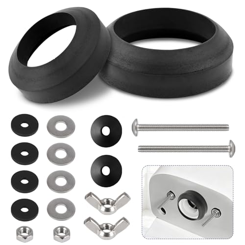 Universal Toilet Tank Bolts & Rubber Gaskets - color: Silver、Black、White