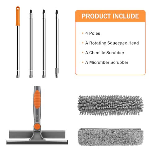 SetSail Window Squeegee with 66in Extension Pole 2-in-1 Window Cleaning Kit - color: Grey Orange