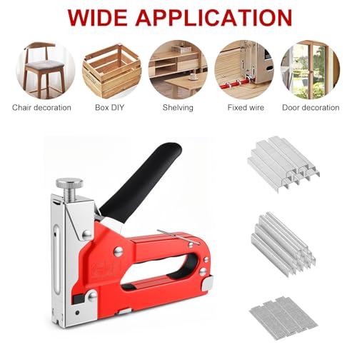 Staple Gun 3 in 1 Heavy Duty Manual Brad Nailer Power with 1200 Staples Adjustable Upholstery Stapler Gun for Wood, Crafts, Carpentry, Decoration DIY