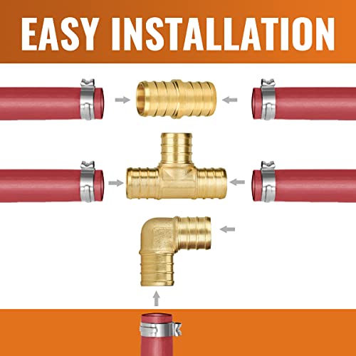 SUNGATOR 15-Pack 3/4 Inch PEX Fittings Kit, 5 Each Elbow, Tee, Coupling Kit - size: 3/4", 15 Pack