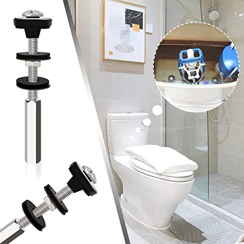 Universal Toilet Tank to Bowl Bolts Kit, Heavy Duty Toilet Bolts, Waterproof Stainless and Rubber Washers Gaskets with Extra Long Nut Screw for Fastening (Silver) (2, Long) - size: Long